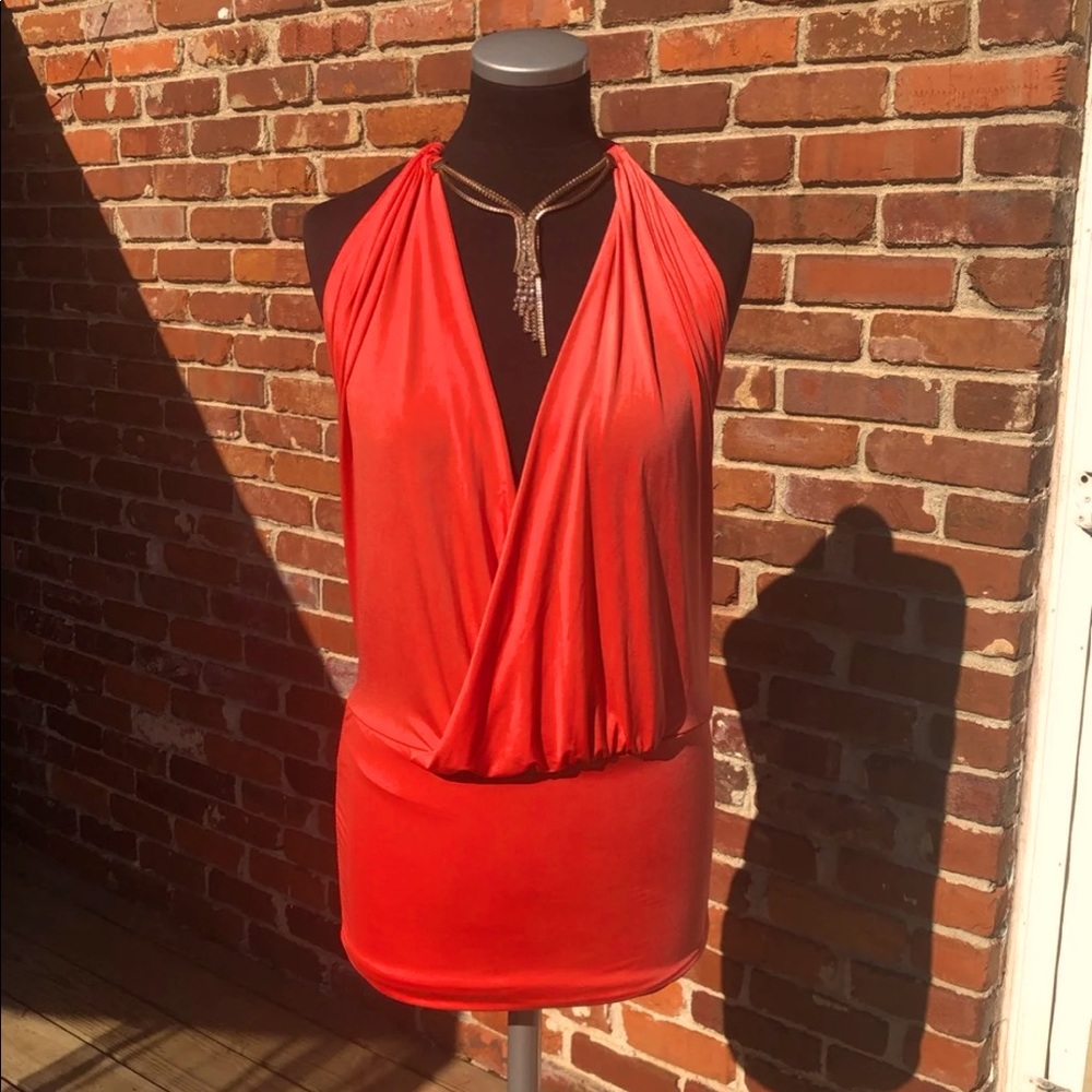 EUC warm peach /coral mini dress